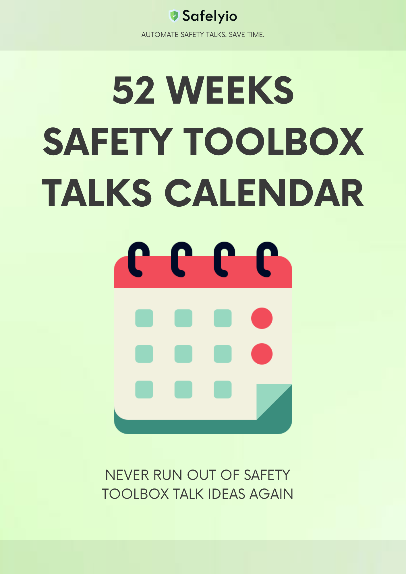 free OSHA safety toolbox talk calendar schedule